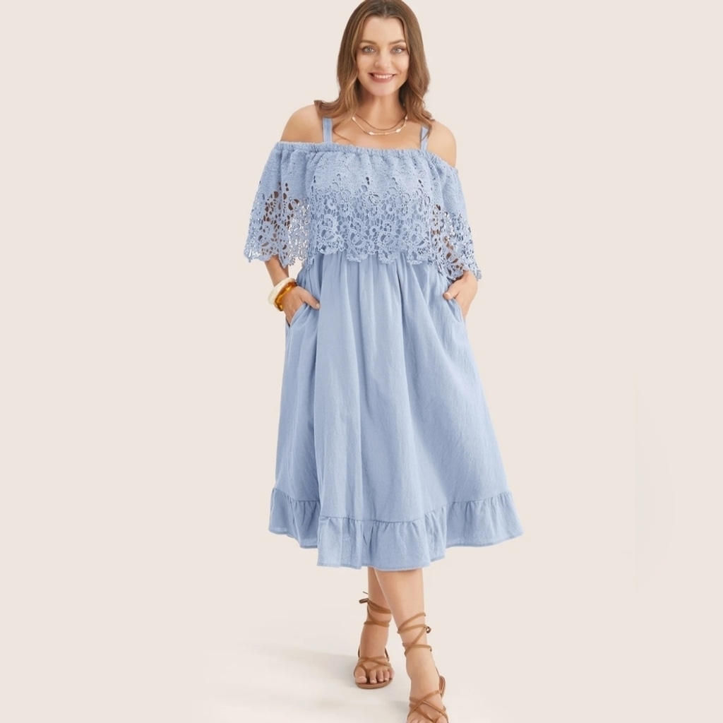 NWT BloomChic Cold Shoulder Ruffle Hem Dress Size 5X=28