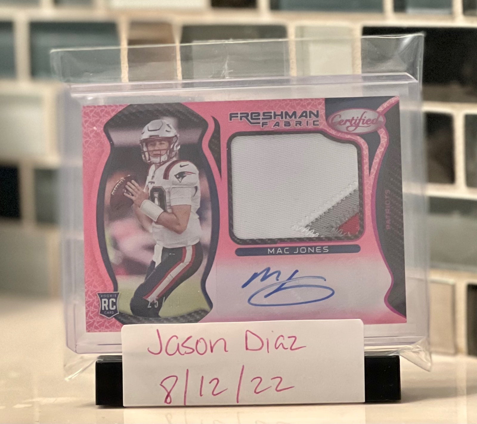 Mac Jones 2021 Certified Freshman Fabric RC Rookie 3 COLOR PATCH AUTO RPA #/99