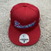 Atlanta Braves Hat Fitted 7 1/2 M&N Red Mesh BP Blue Script Side Patch Cap NWT