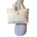 New Tory Burch Small Canvas Tote Bag In Ivory/ Natural Color
