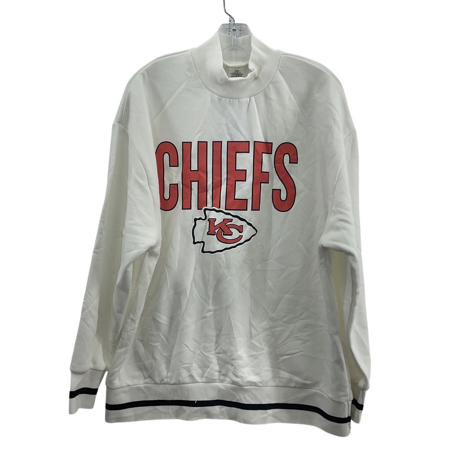 NFL Women's KC Chiefs Sports Logo White & Pink Pullover Sweatshirt, M, NWT