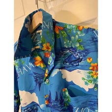 VINTAGE MADE IN HAWAII 60s 70s HAWAIIAN Button SHIRT Men’s Sz L Blue