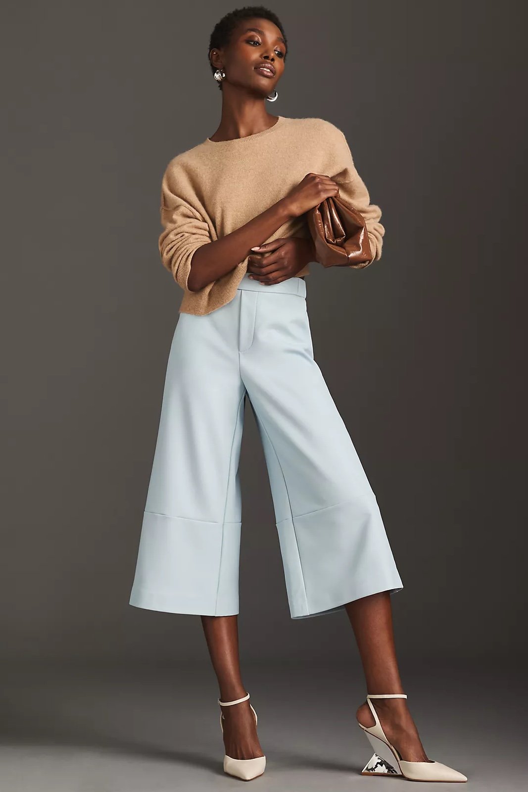Anthropologie Maeve Faux Leather Cropped Wide-Leg Pants