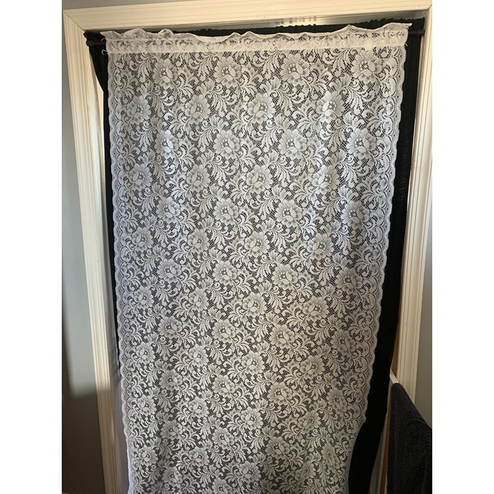 White Lace Curtain Panels Floral Design 80 x 40 Set of 2 Sheer Polyester