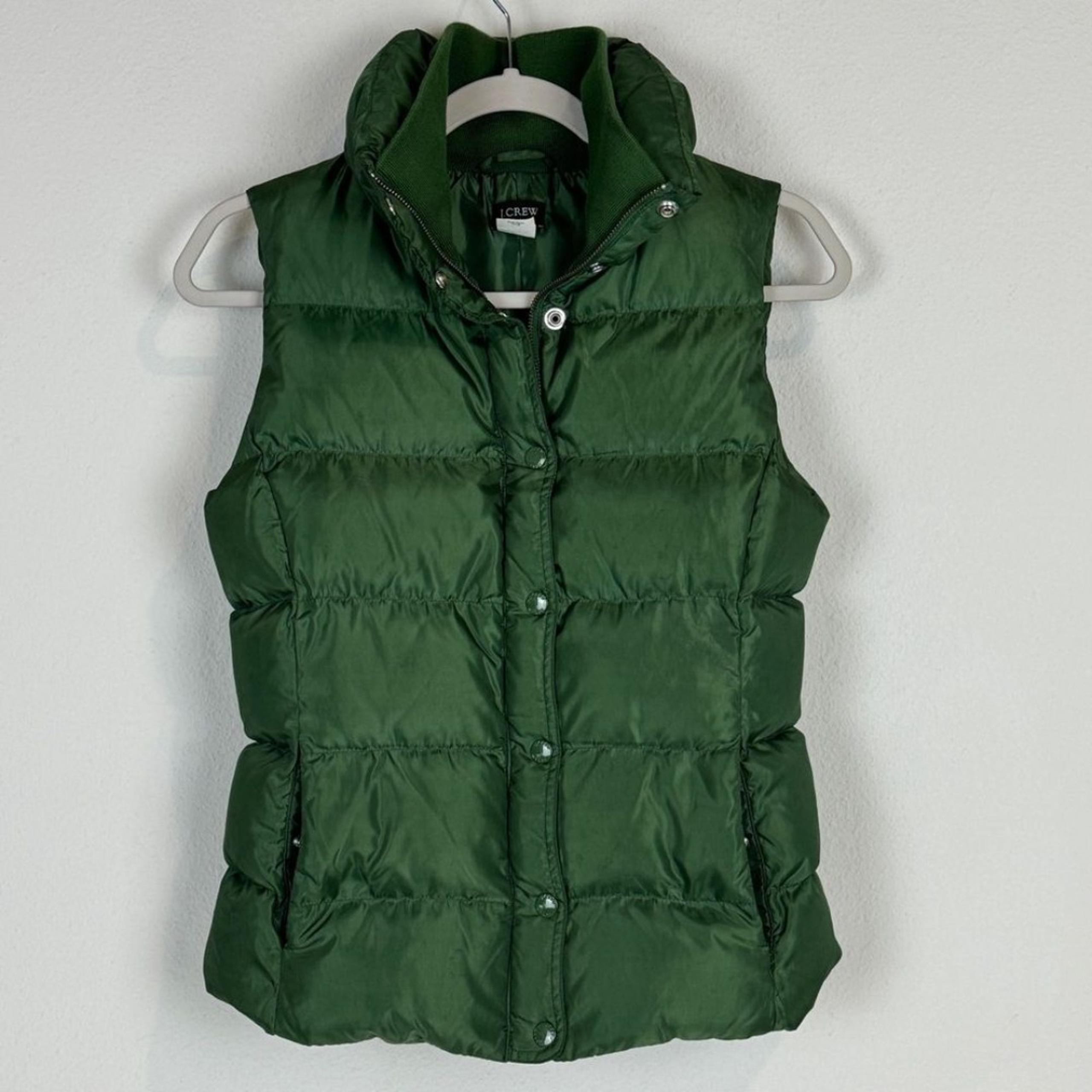 Factory Down Green Full Zip Puffer Vest XS - J.Crew