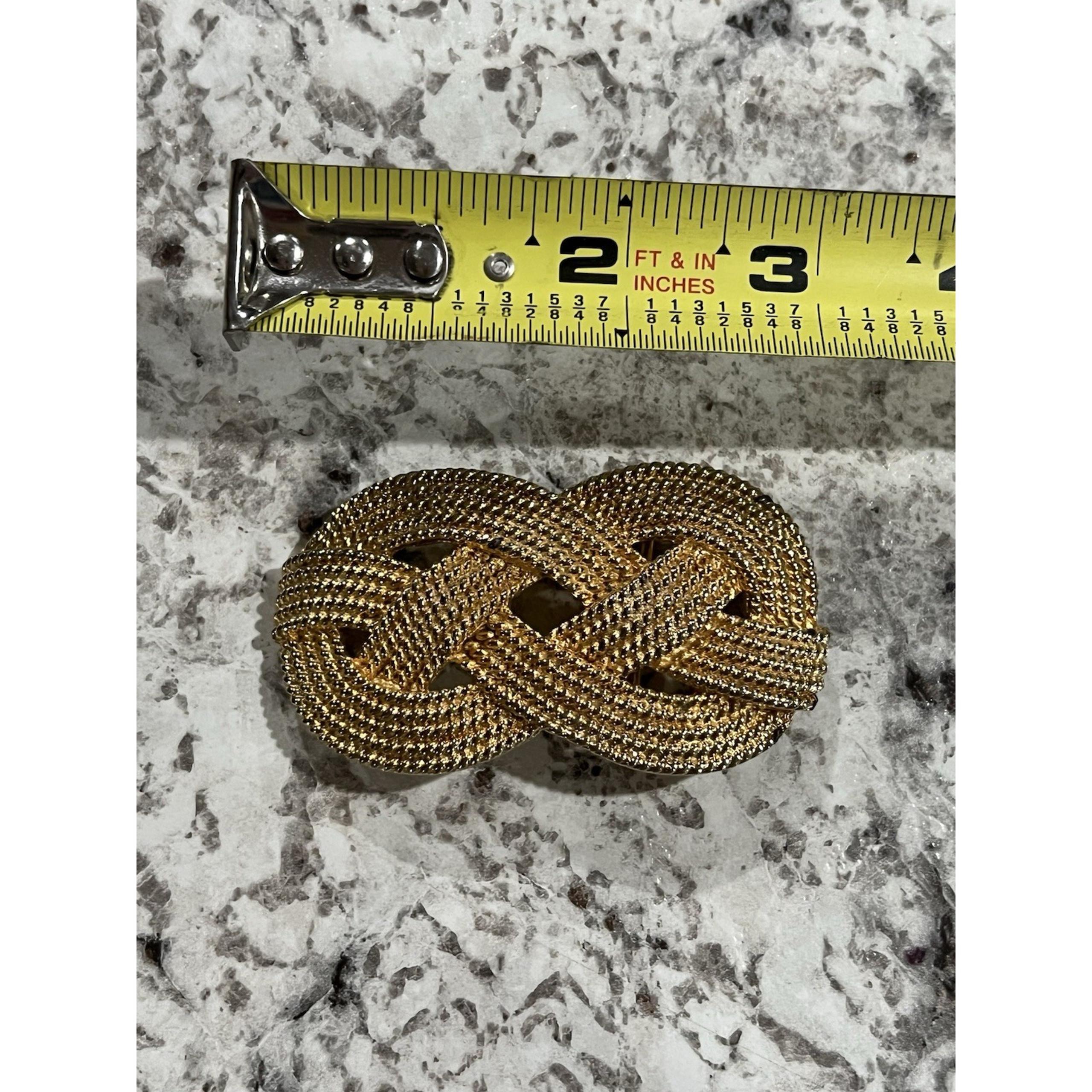 1980s Vintage Brass/Gold Tone Din Beaded Rope Belt Buckle Womens - Mimi