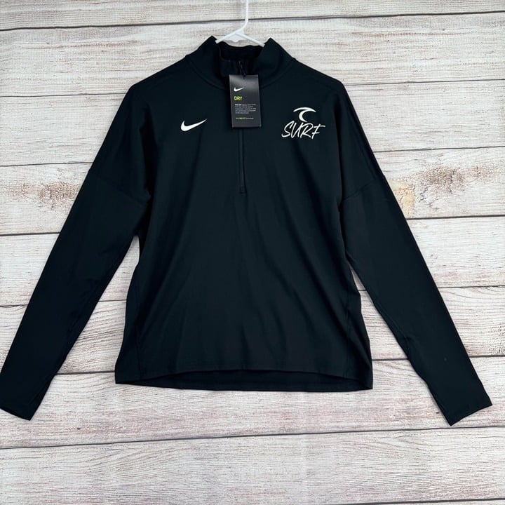 Nike Running Dri Fit Element 1/2 Zip Pullover Top Women's Medium Black NEW Surf