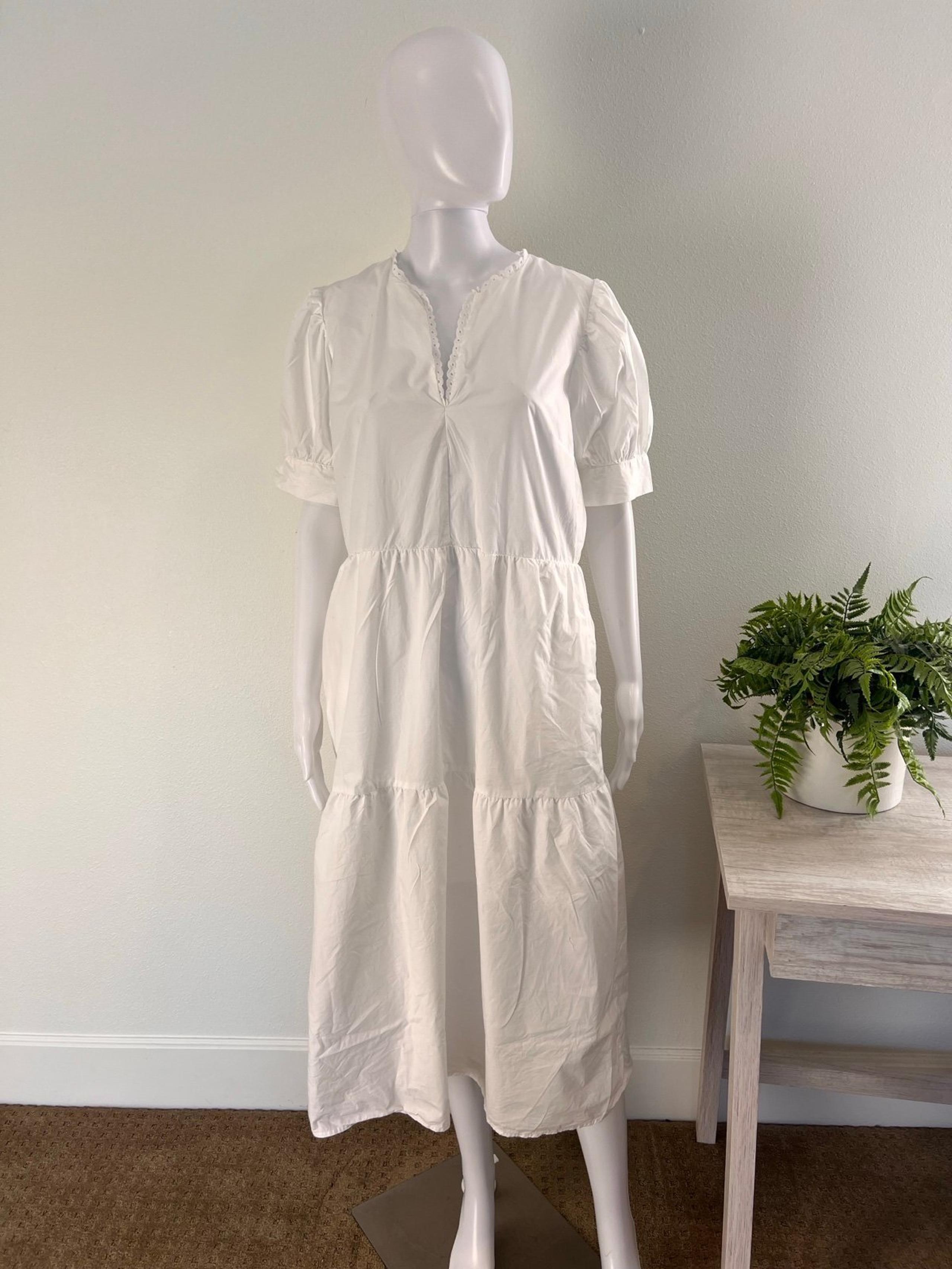 Who What Wear women’s white tiered dress size Large summer boho y2k casual