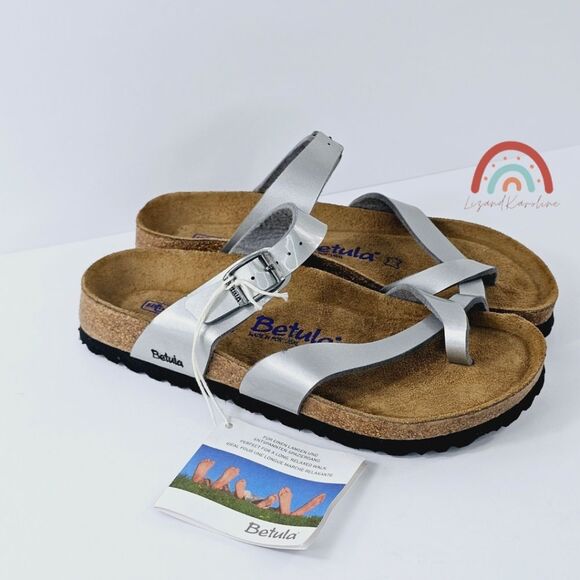 New! Betula by Birkenstock Mia Soft Silver Sandals EU 38