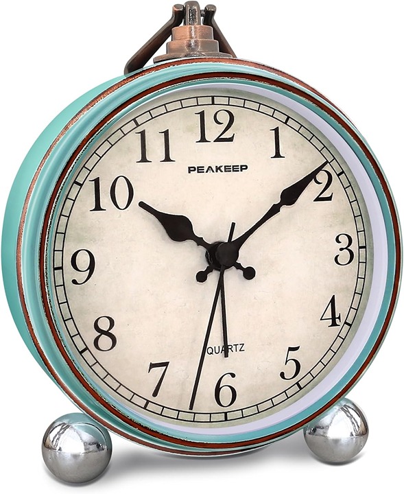 Alarm Clock 4 Small Battery Operated Antique Retro Analog Aqua