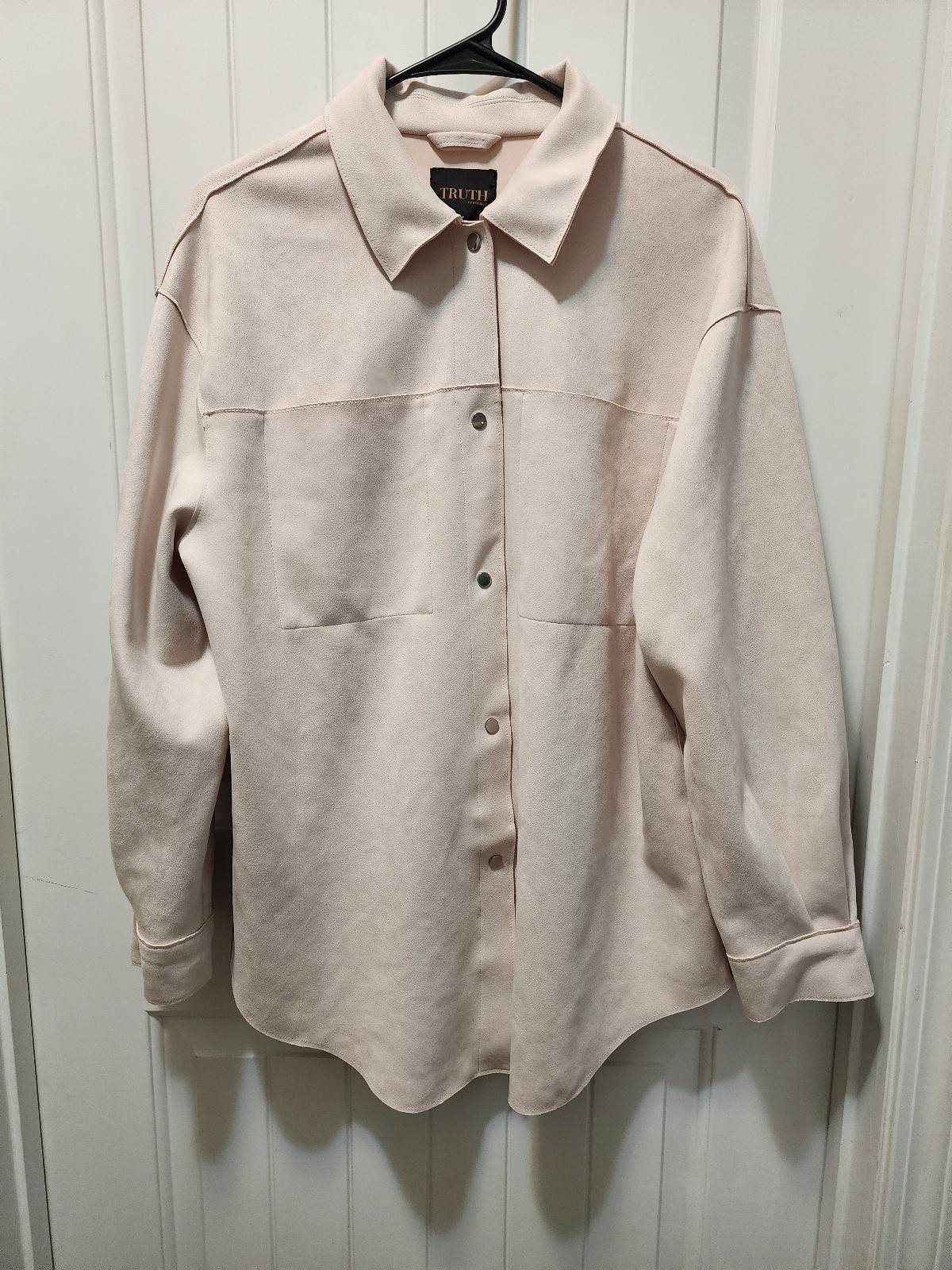 Republic Brand TRUTH Faux Soft Beige Lightweight Suede Jacket Womens Large SOFT!