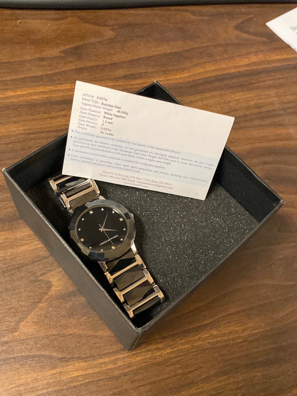 White sapphire ceramic watch