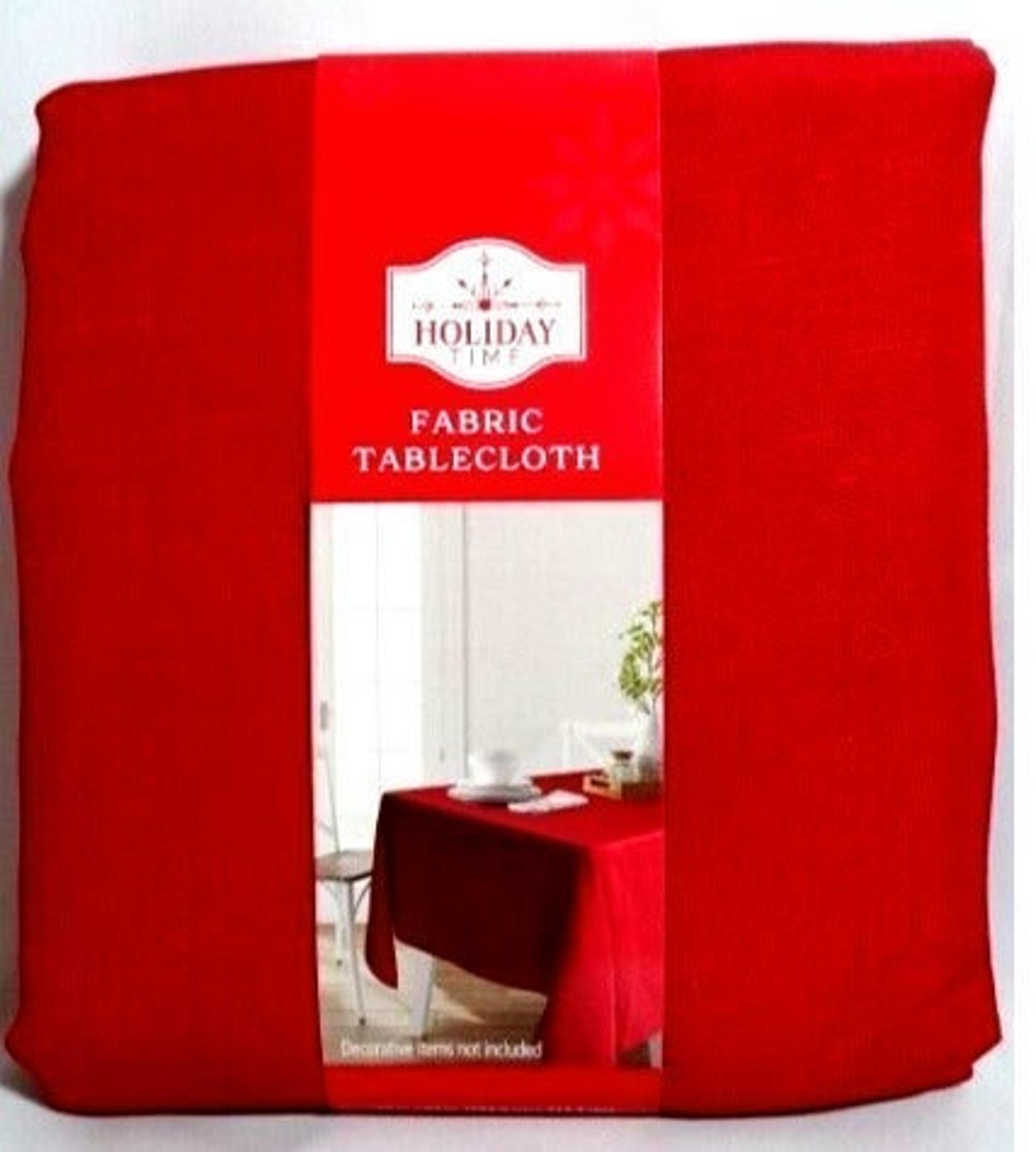 Holiday Time Red Fabric Tablecloth 60 x 84 inch Solid Polyester Kitchen Dining