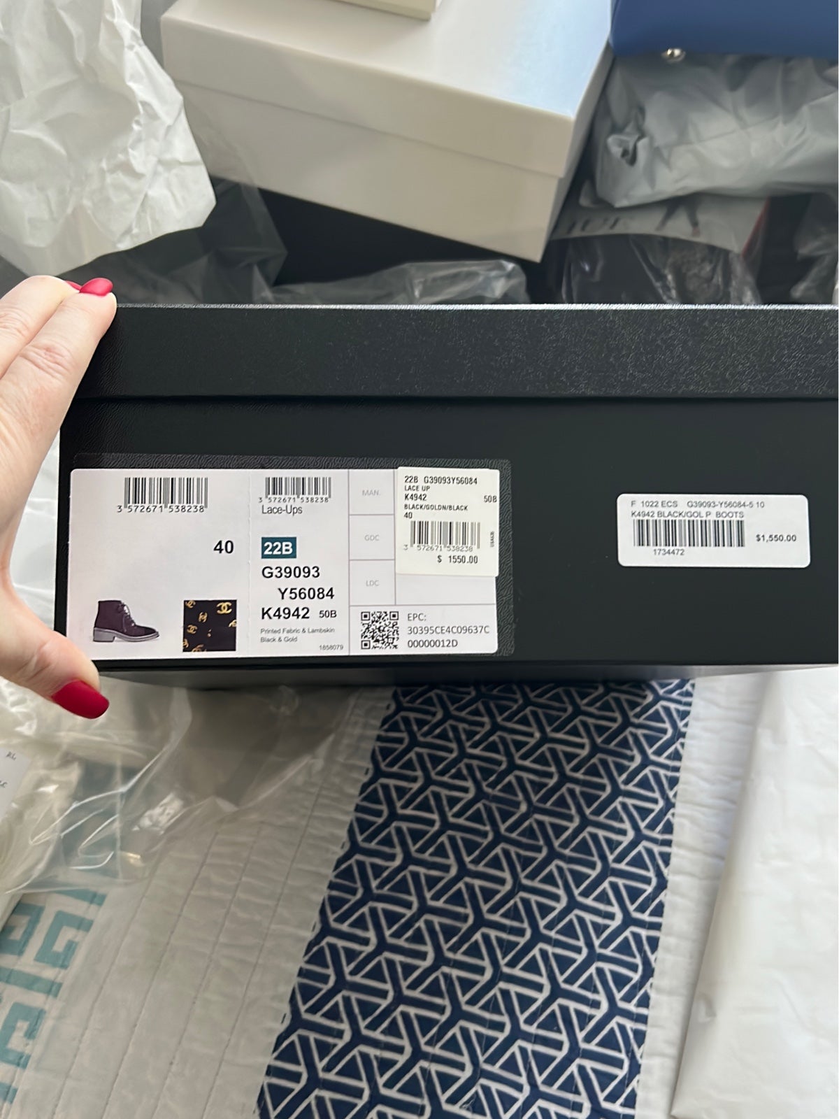 Authentic Chanel booties with gold CC size 40