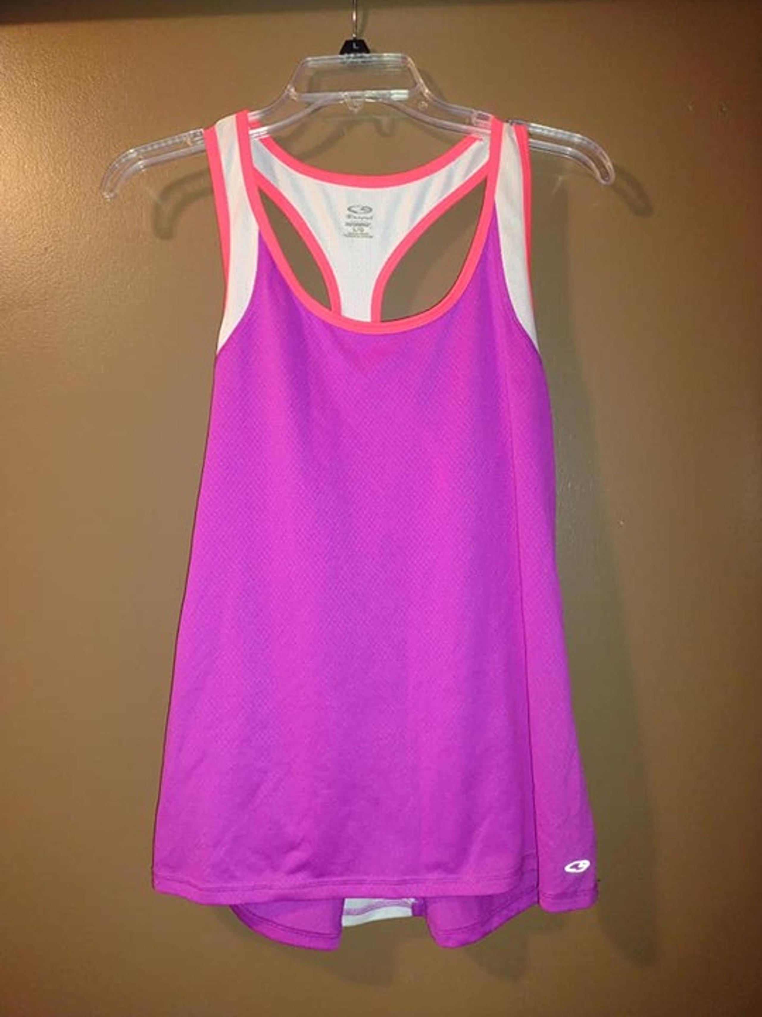 L WOMENS PINK TANK SHIRT LADIES TOP WORKOUT RUNNNING SLEEVELESS LARGE - Champion