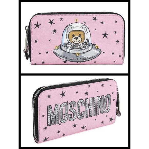MOSCHINO Space Ship Bear Pink Wallet