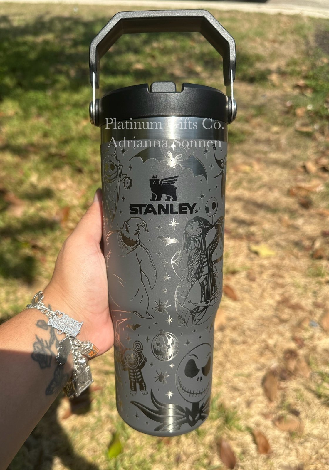 Nightmare Before Christmas Engraved 30oz Flip Straw Stanley - Charcoal