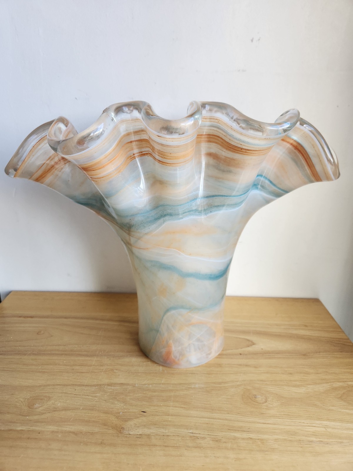 Murano Style Vase Art Glass Hand-blown Large Swirl