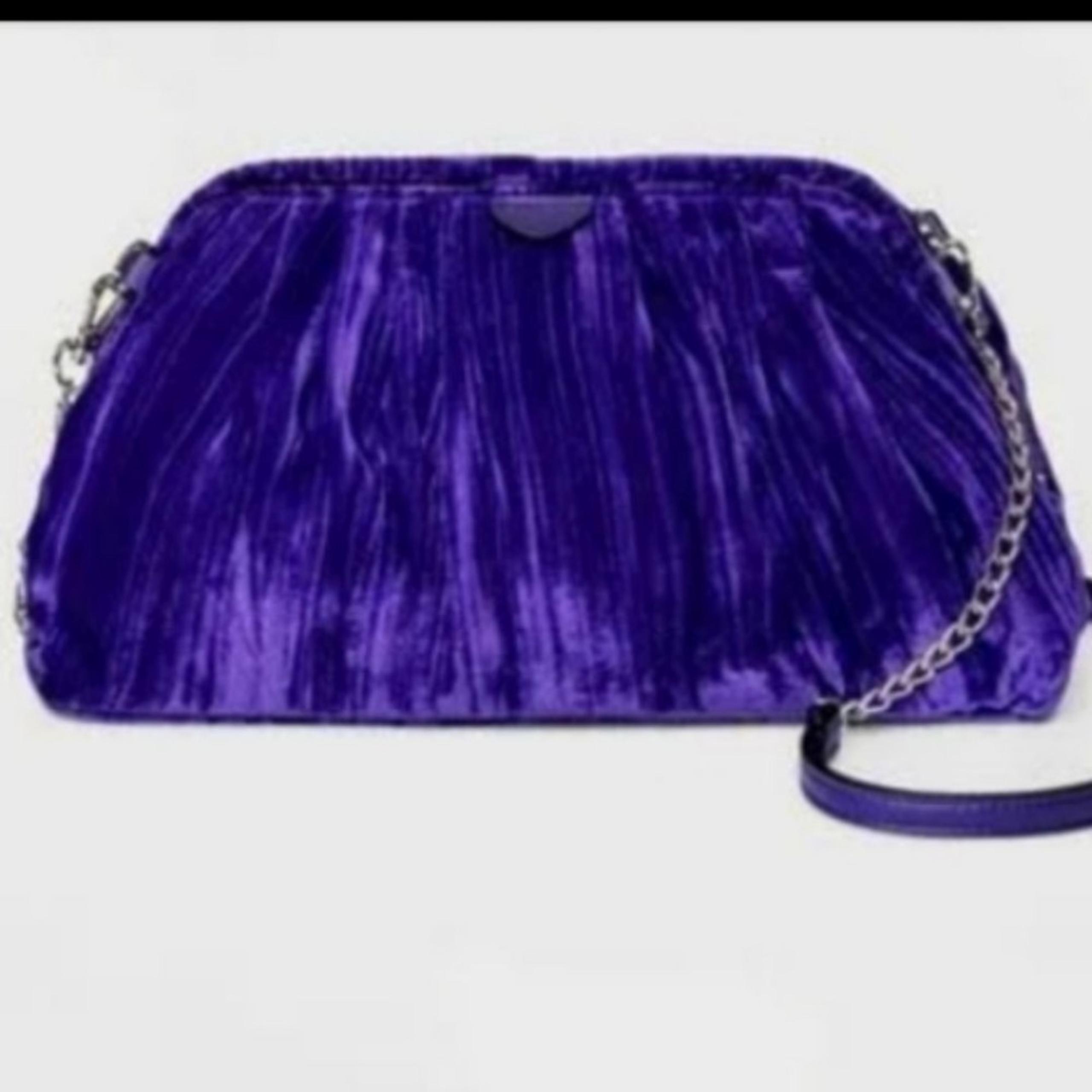 A New Day purple crush velvet Clutch/Crossbody Strap.