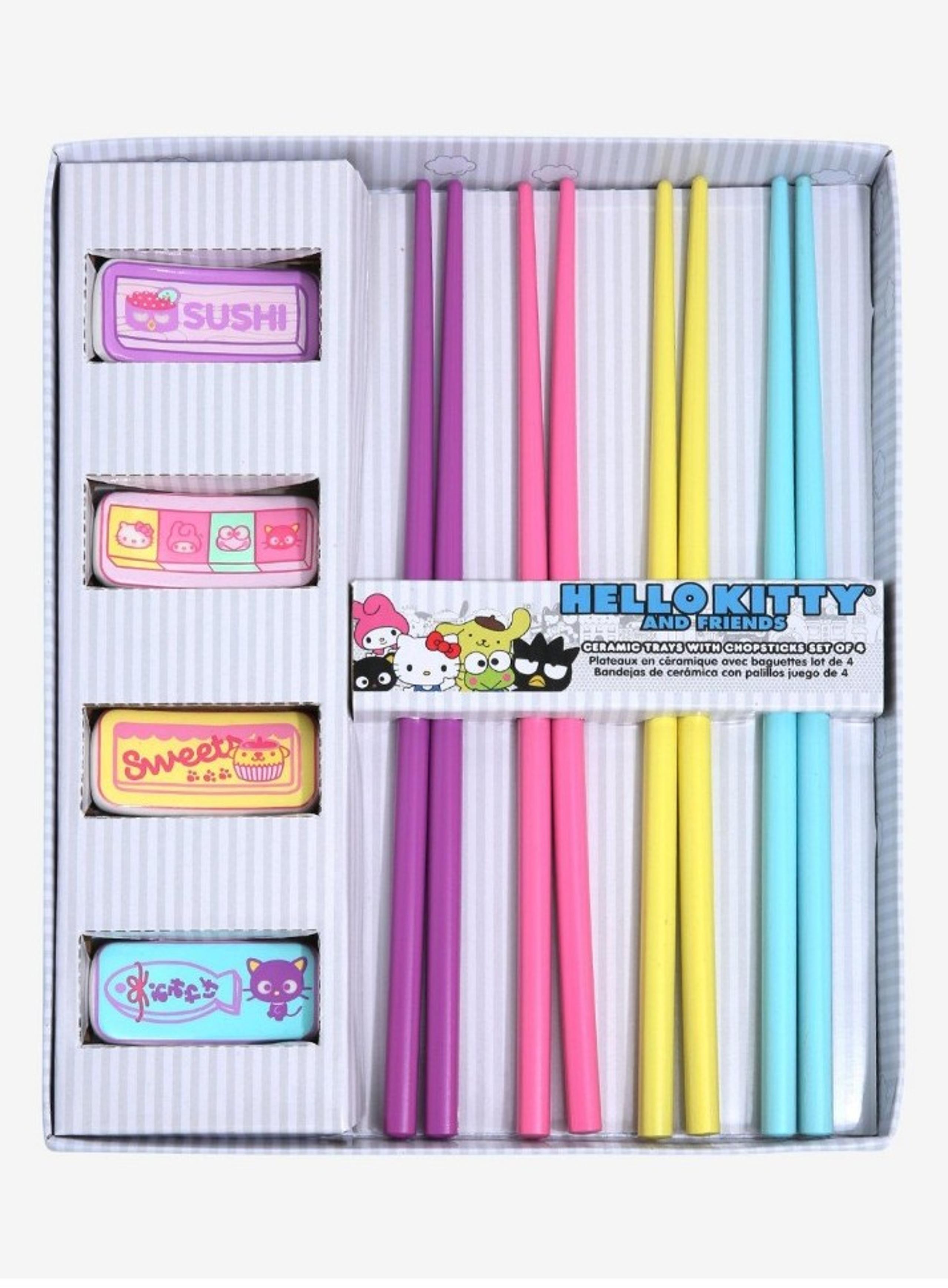 New Sanrio Hello Kitty & Friends Chopsticks & Tray Set