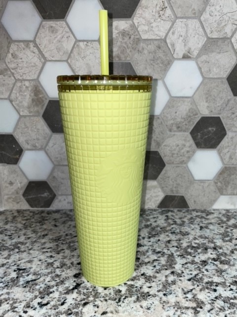 NWT Starbucks Tumbler - Meadow Yellow Soft Touch Grid Tumbler (Cold Cup) - 24 oz