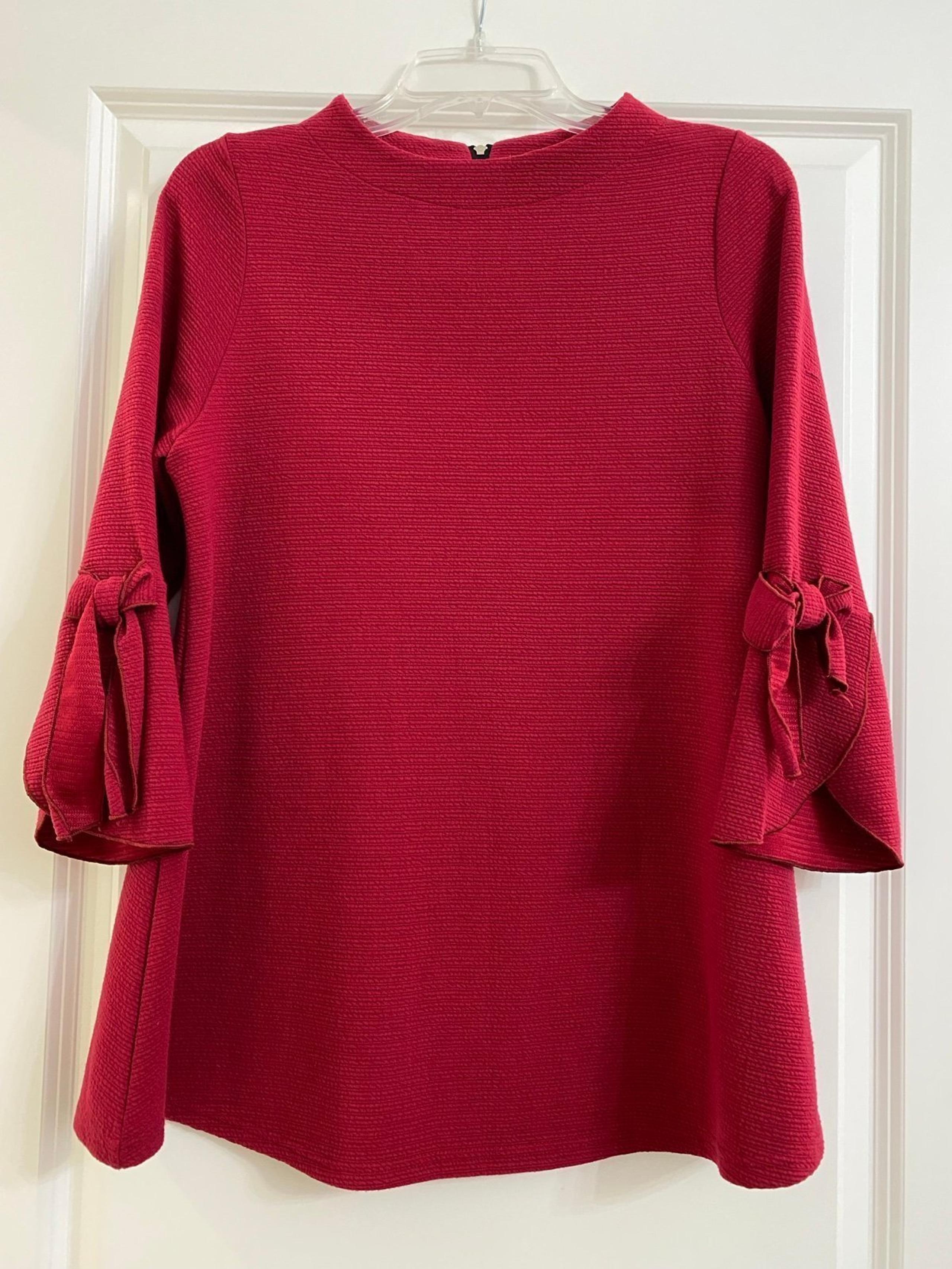 Zara Vibes Fucshia Mini Shift/Textured Tunic with Bow Sleeves Size S/M