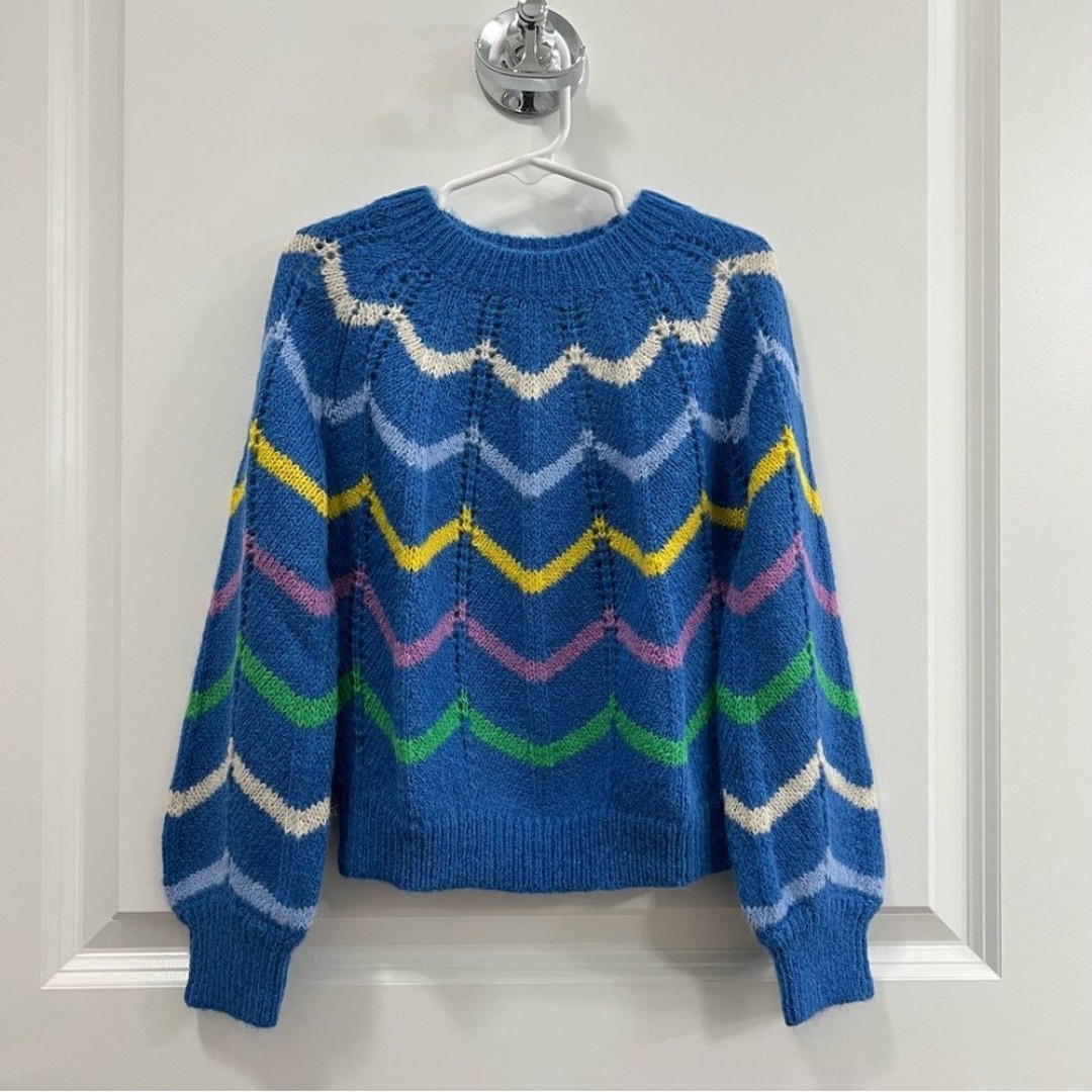 Mini Boden Blue Scallop Stripe Sweater Size 5-6 years