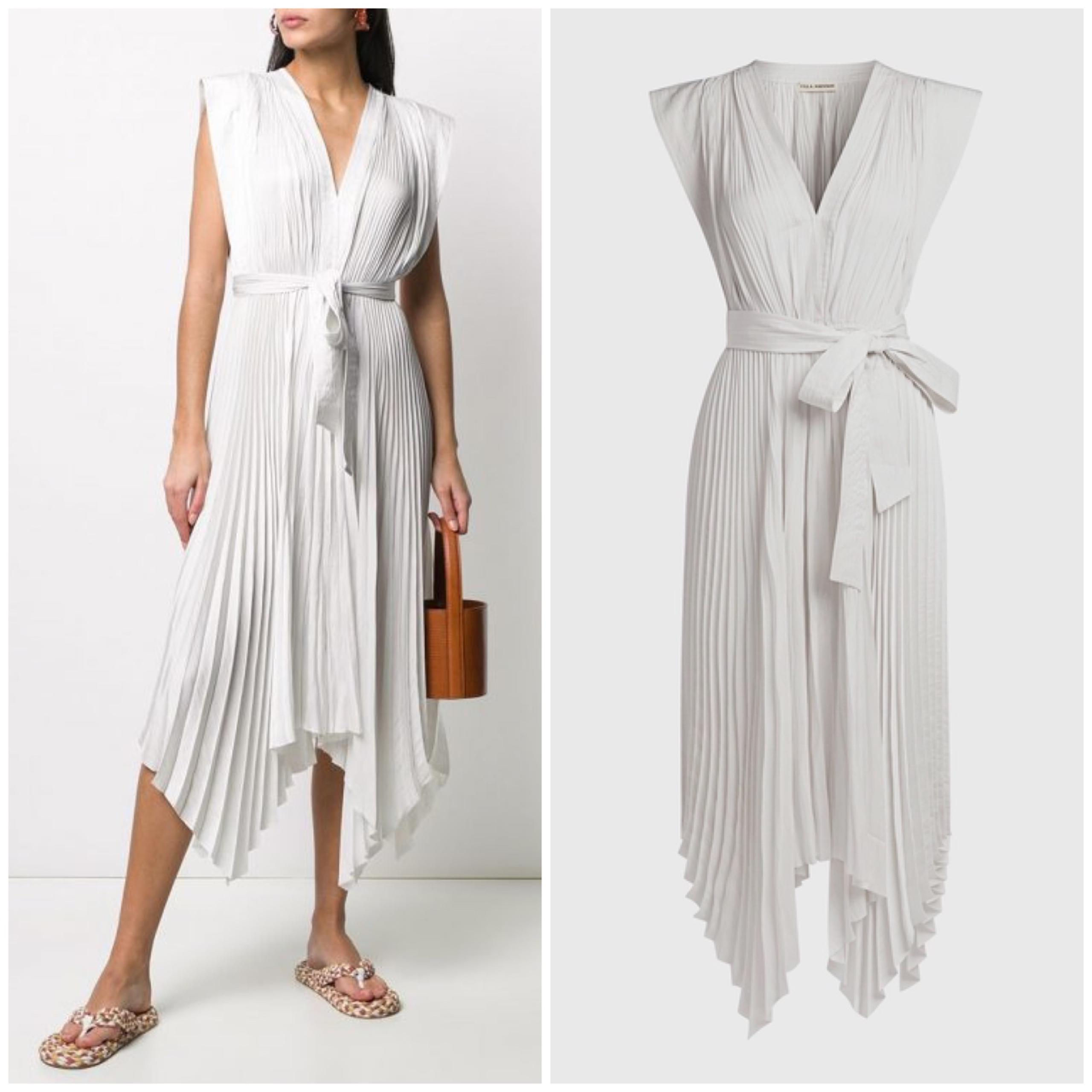 NWT Ulla Johnson Maysha V-neck Pleated Asymmetric Midi Dress MSRP $1048 Women’s