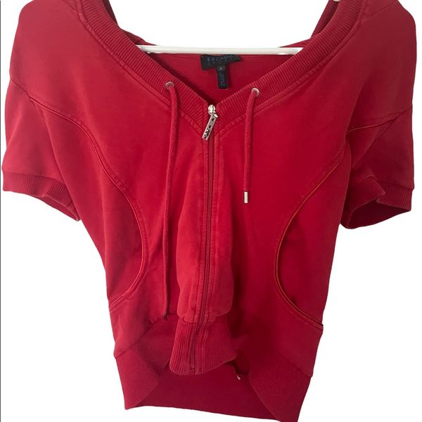 Escada Sport red zip up sweater logo with hoodie