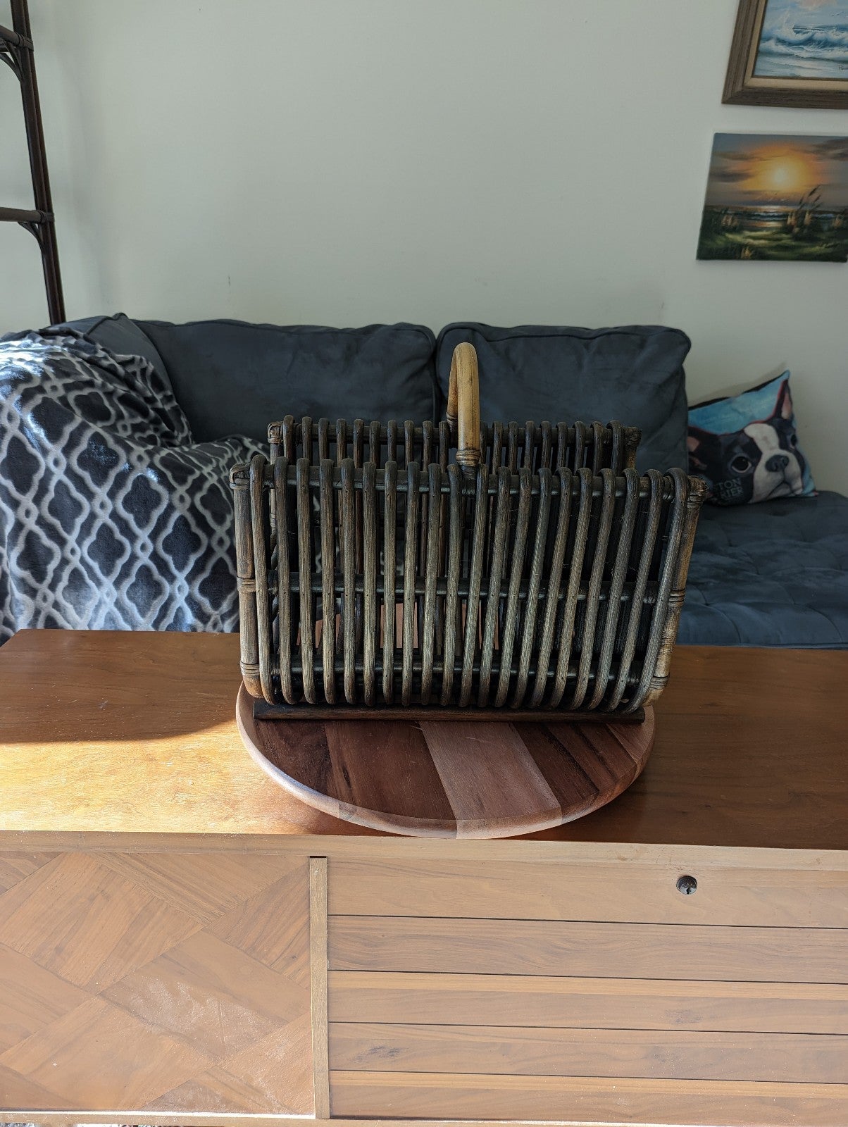 Vintage Dark Bamboo Wedding Magazine Rack