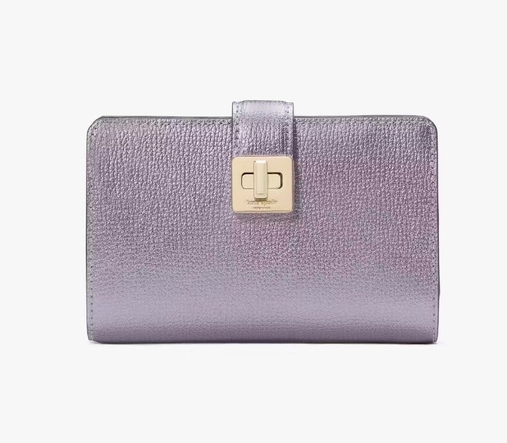 Kate Spade Phoebe Metallic Medium Wallet, Light Candied Flower