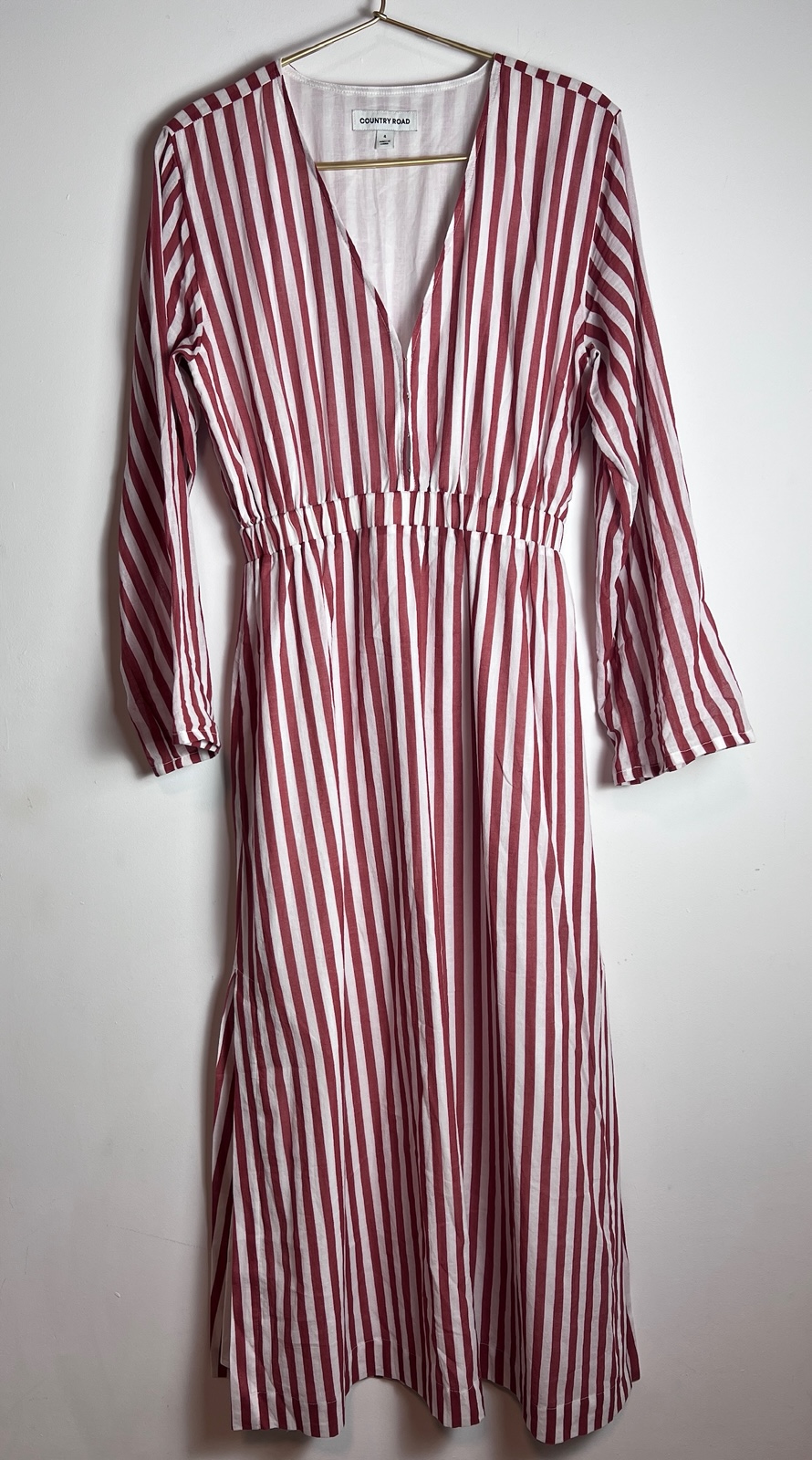 Country Road maxi striped long dress red white size 4