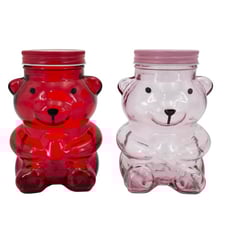 Valentine's Day Big Glass Bear Containers NEW