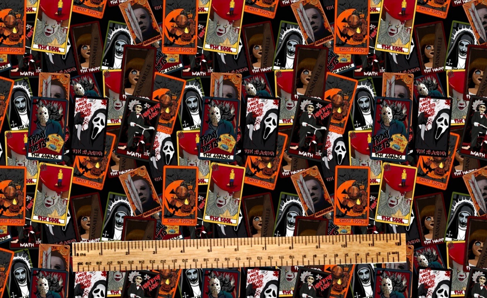 HORROR VILLIANS TAROT CARDS FABRIC 1 YARD (36 X58 )