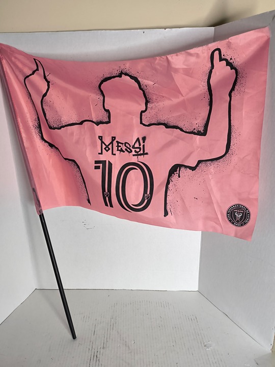Inter Miami Lionel Messi MLS Debut vs Cruz Azul Promotional Pink Flag Official