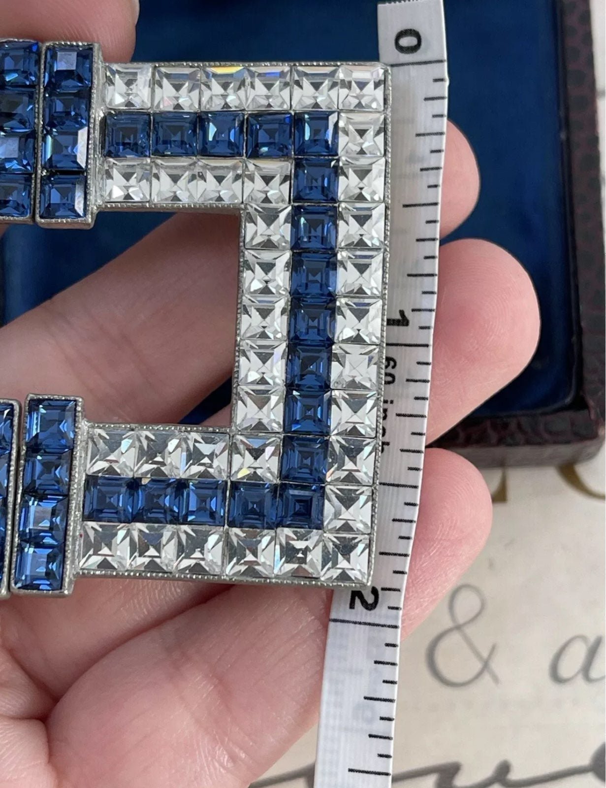 Antique belt Buckle Art deco blue Sapphi