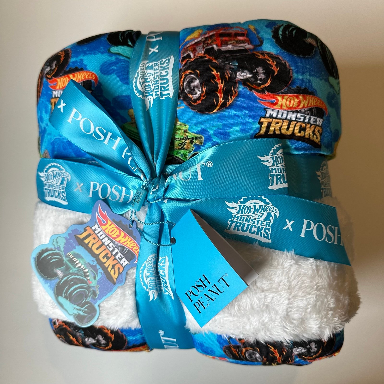 Posh Peanut Hot Wheels Monster Truck Plush Patoo blanket boys nursery kids baby