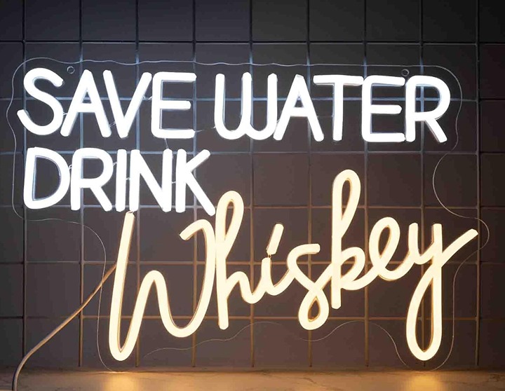 Fun Warm Bright “Save Water Drink Whisky LED Night Light Bar Room Wall Decor