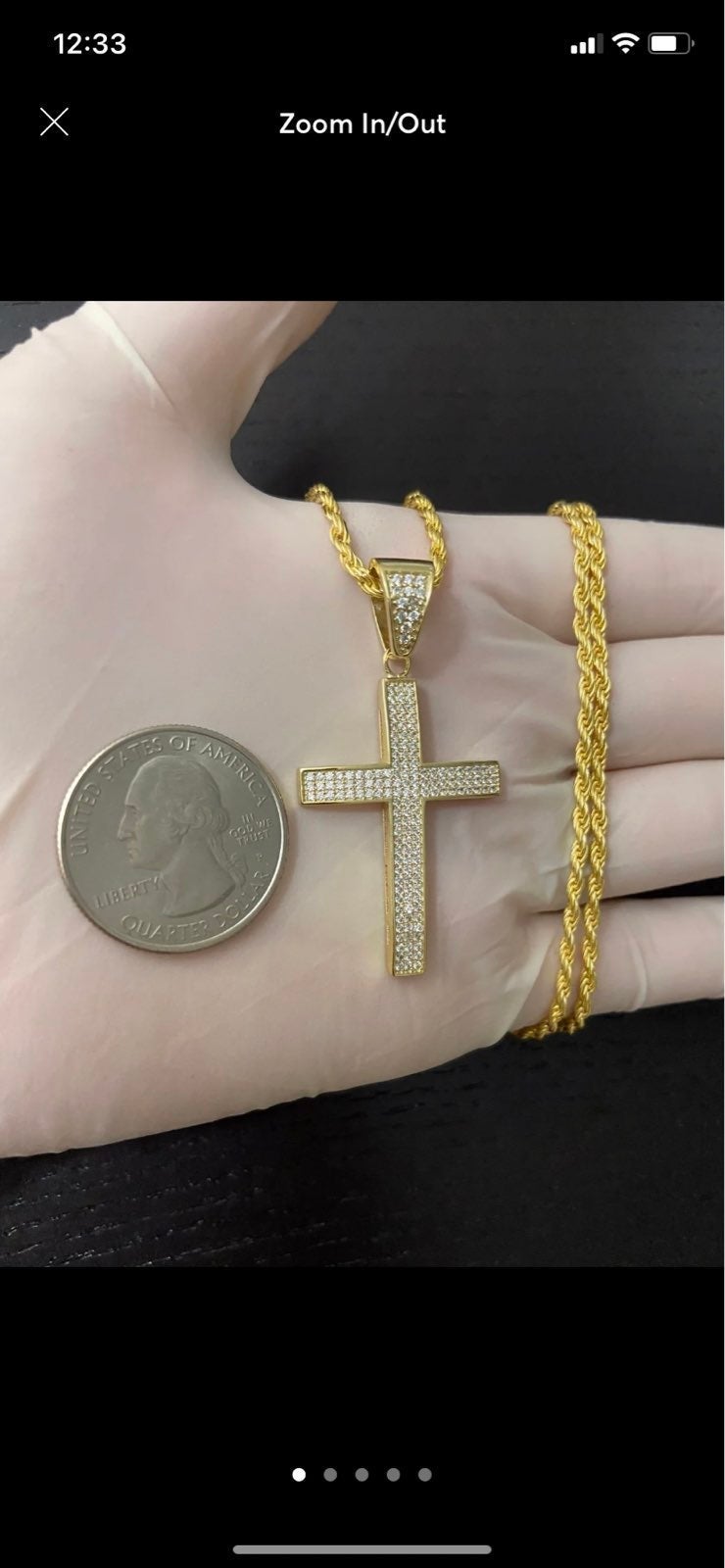 Real gold 925 diamond cross necklace men
