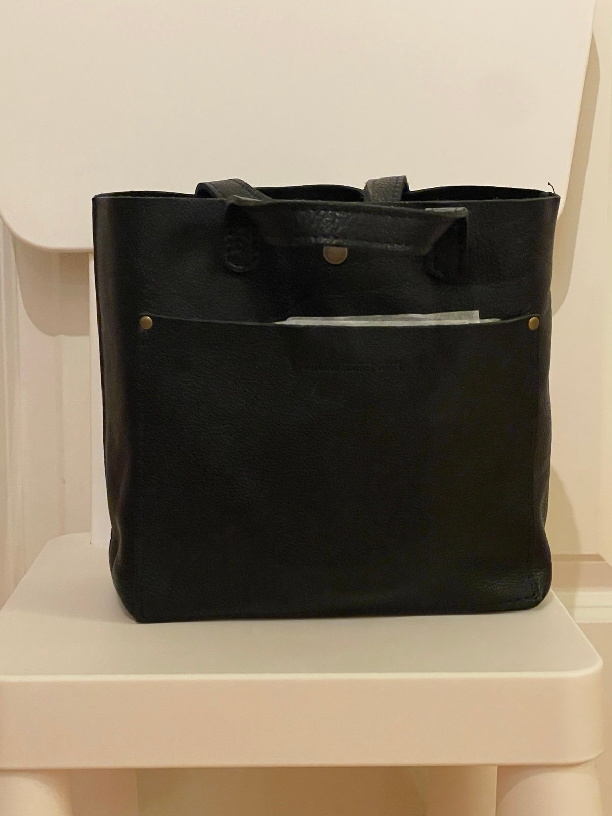 Portland Leather Goods mini crossbody tote pebbled black