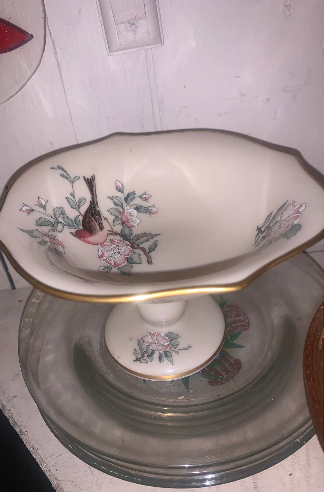Lenox candy dish with gold trim