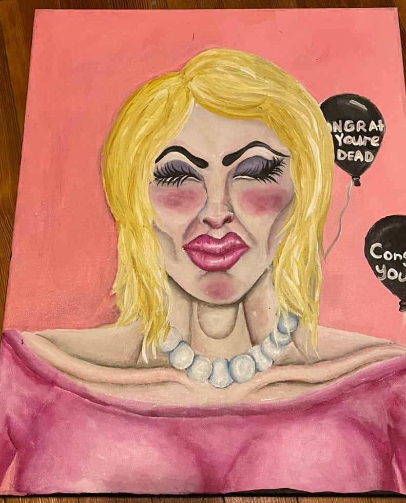 Drag Queen Acrylic Painting on Canvas By V Von Valentine