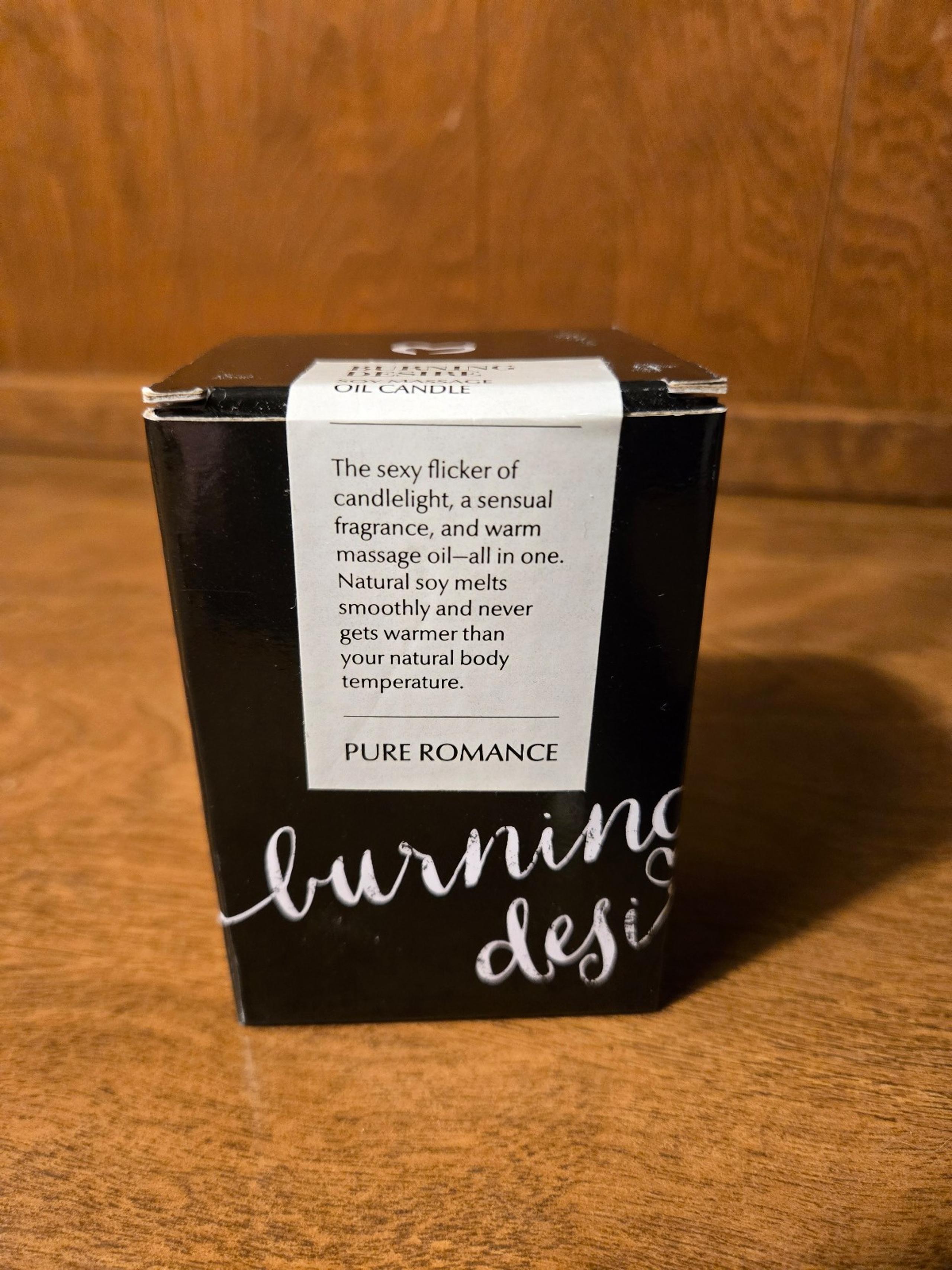 PURE ROMANCE BURNING DESIRE.  SOY MASSAGE & OIL CANDLE.  NEW