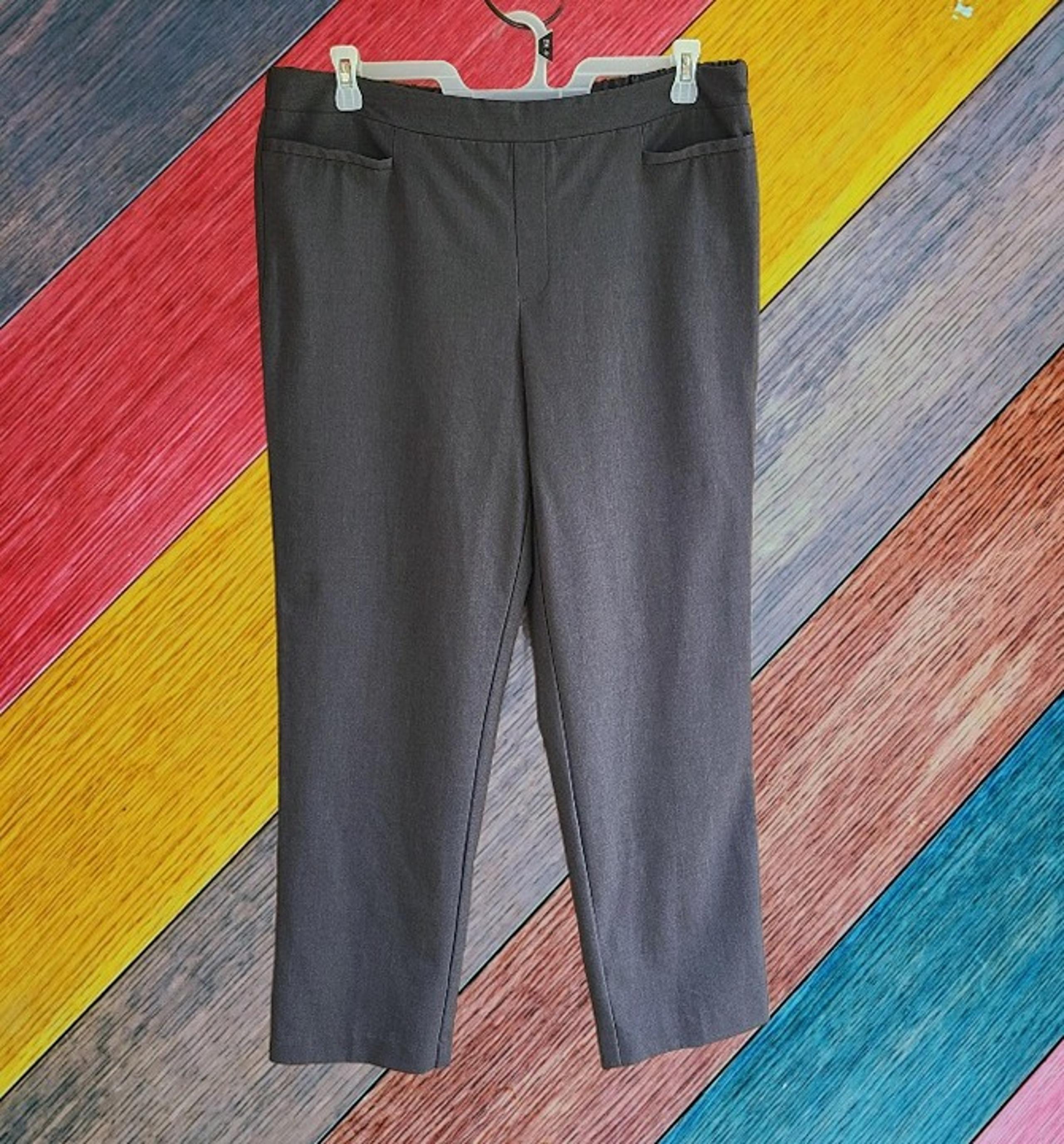 Time and Tru Womens Dress Pants Straight Leg Pull On Elastic Waist Gray Size XL