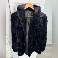 Capitol Fur Co. Real Rabbit Fur Coat Black Size Medium Luxury Holiday Party