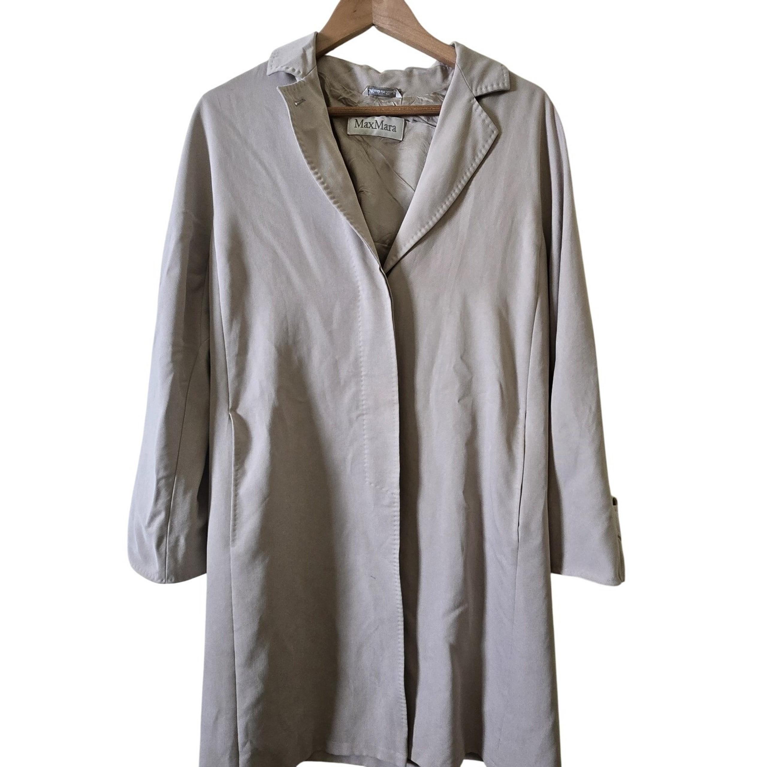 Max Mara Trench Coat Classic Beige Made in Italy Long Sleeve Size 6 *