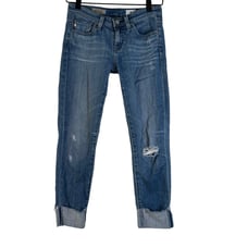 Ag Adriano Goldschmied Womens Stevie Cropped Jeans Blue Cuffed Medium Wash 25