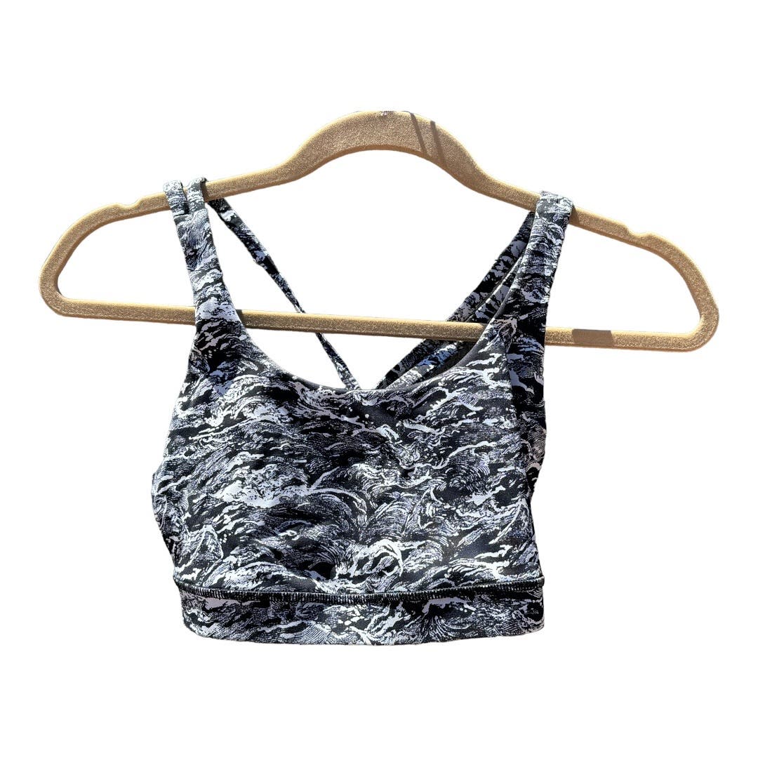 Lululemon Free To Be Serene Bra Misted Jacquard Black White Size 8 EUC