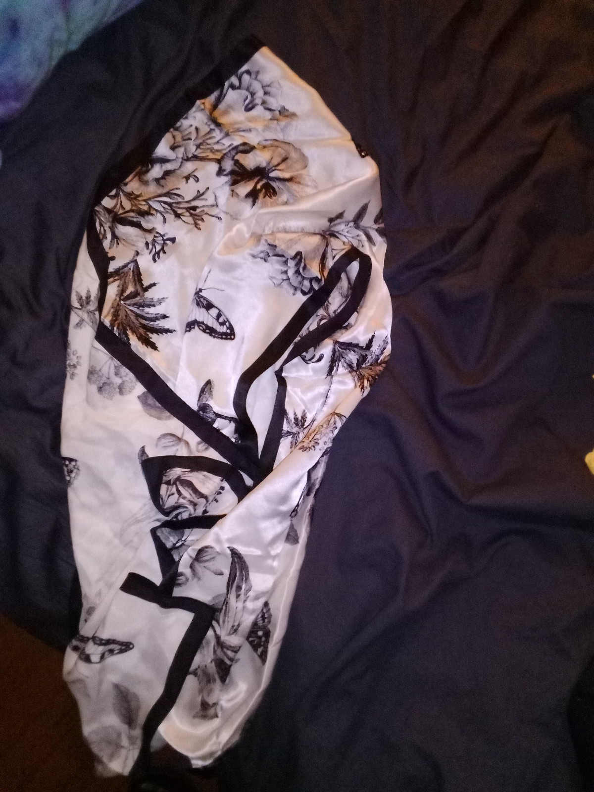 100% Silk B/W Butterfly scarf