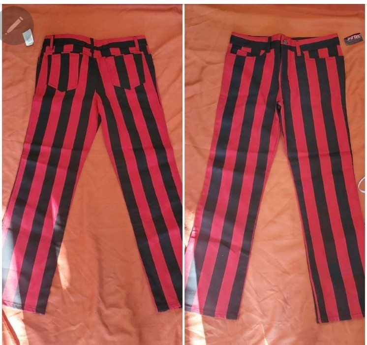 Lip Service Psycho Circus Red & Black Stripe Pants Jeans y2k Men's 32 Hot Topic